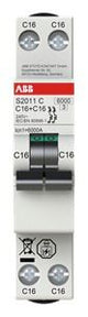 ABB S2011C-B16 Sicherungsautomat B-char. ,6kA 16A 1P+1P 1M 2CDS251281R0165