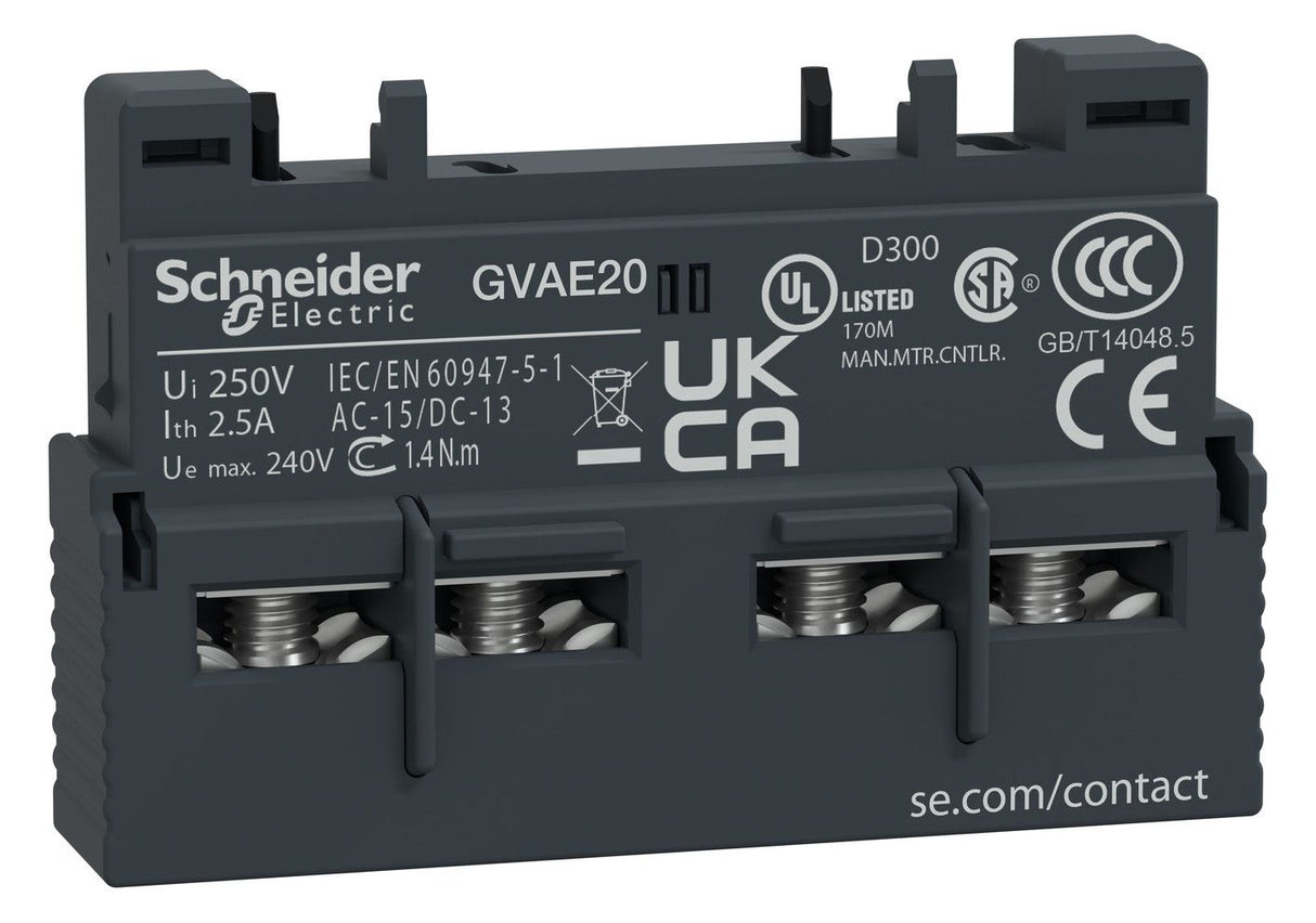 Schneider GVAE20 Hilfsschalter 2S Front Schraubanschluß