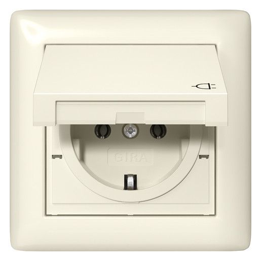 GIRA 415701 SCHUKO-Steckdose KD+Set IP44+Rahmen 1f Standard 55 Cremeweiß gl.