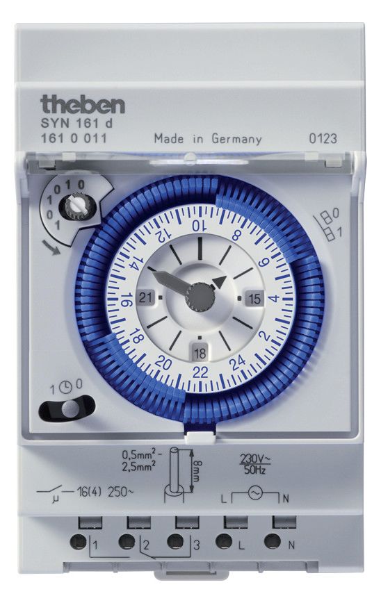 Theben SYN 161 d Zeitschaltuhr analog DIN Tagesprgm. 3TE netzsynch. 2L 1610011