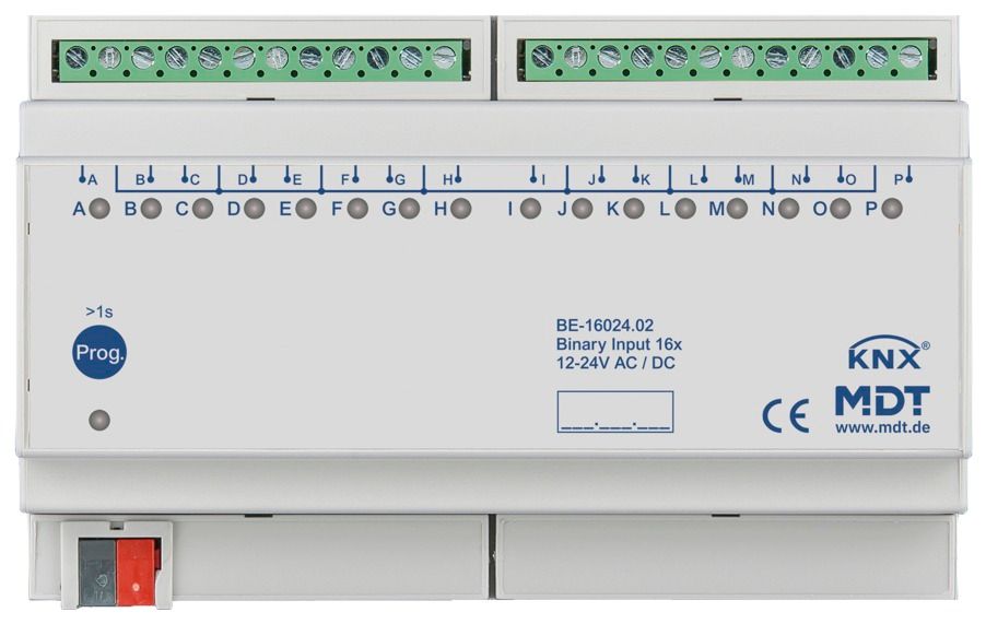 MDT BE-16024.02 Binäreingang 16fach 8TE REG 24VAC/DC