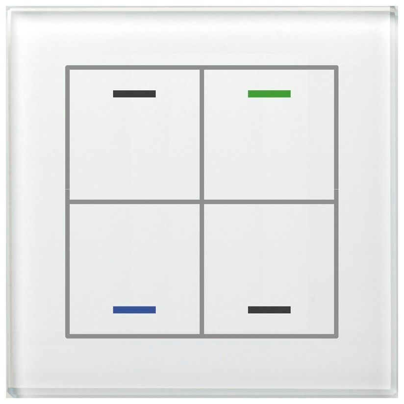 MDT BE-GTL4TW.01 Glastaster II Light 4fach RGBW Temp.sensor Weiß Neutral