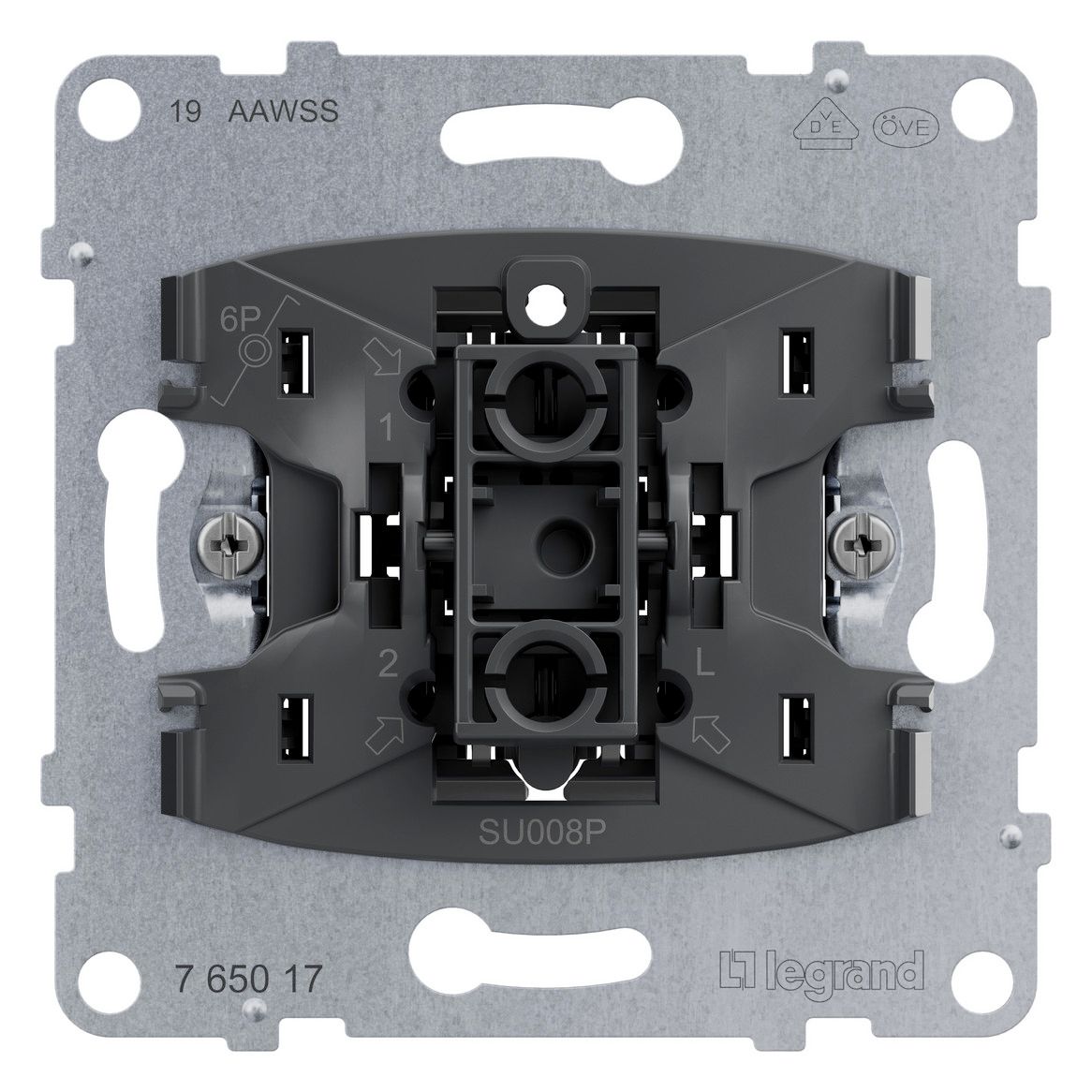 Legrand 765017 SEANO Einsatz Taster m.Wechselkontakt m.N-Klemme 10A