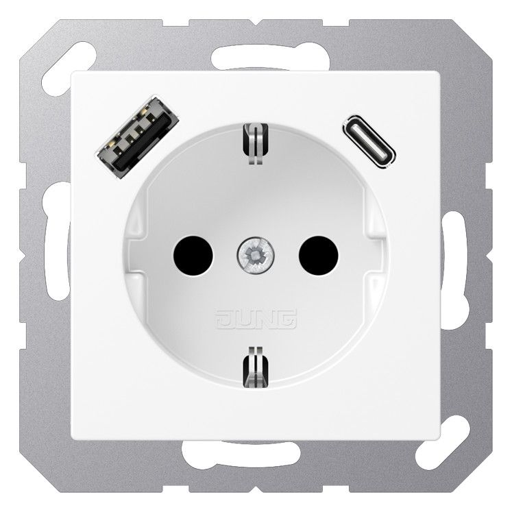 Jung A1520-15CAWWM SCHUKOsteckdose m.USB Typ AC