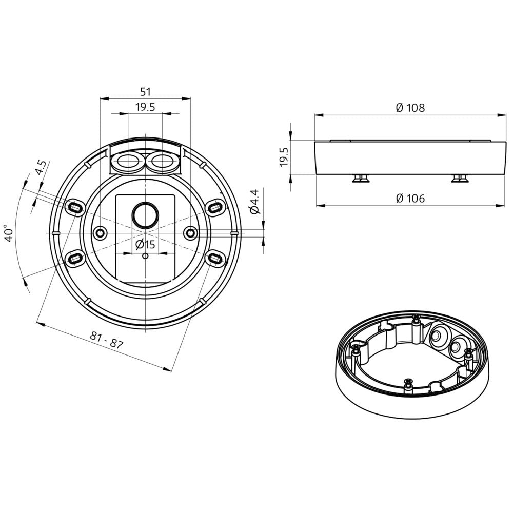 BEG 93307 AP Montageset IP54 weiß PD2N-/PD4N-UP