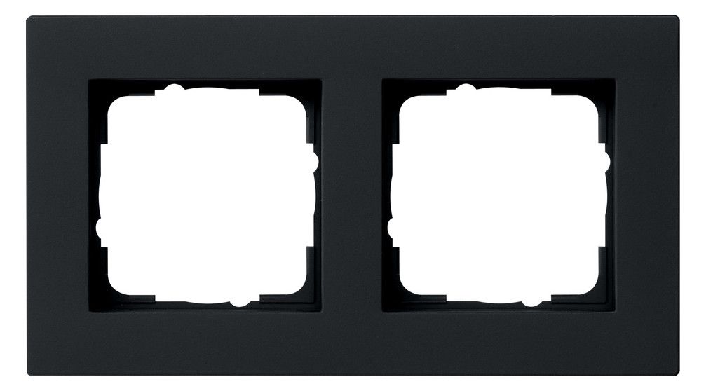 GIRA 0212095 Abdeckrahmen 2fach flach E2 Schwarz matt