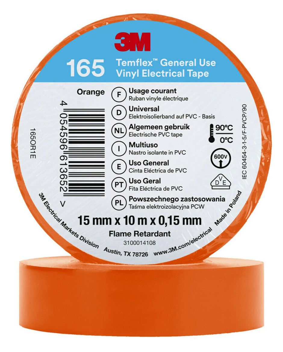 3M 165OR1E Temflex 15mmx10m Orange