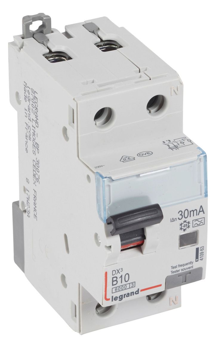 Legrand 410963 DX3 Fi/LS-Schalter B 10A 1P+N 6kA 30mA Typ A 230VAC 2TE