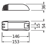 Osram HTM 150W 230-240 50-150W 153x54x36 UNV1 HALOTRONIC MAUSTrafo Phasenab/an.
