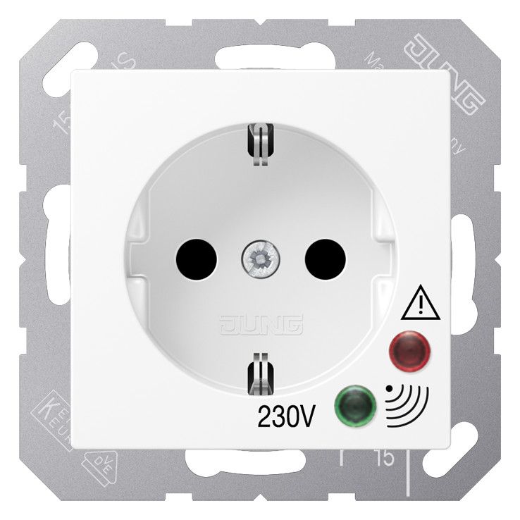 Jung A 521 UF WW SCHUKO Steckdose 16A 250VAC Schraubklemmen m.Funktionsanzeige