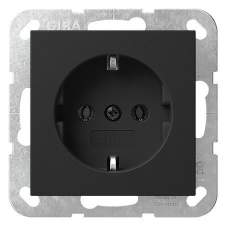GIRA 4466005 SCHUKO-Steckdose o.Krallen System 55 Schwarz matt (lackiert)