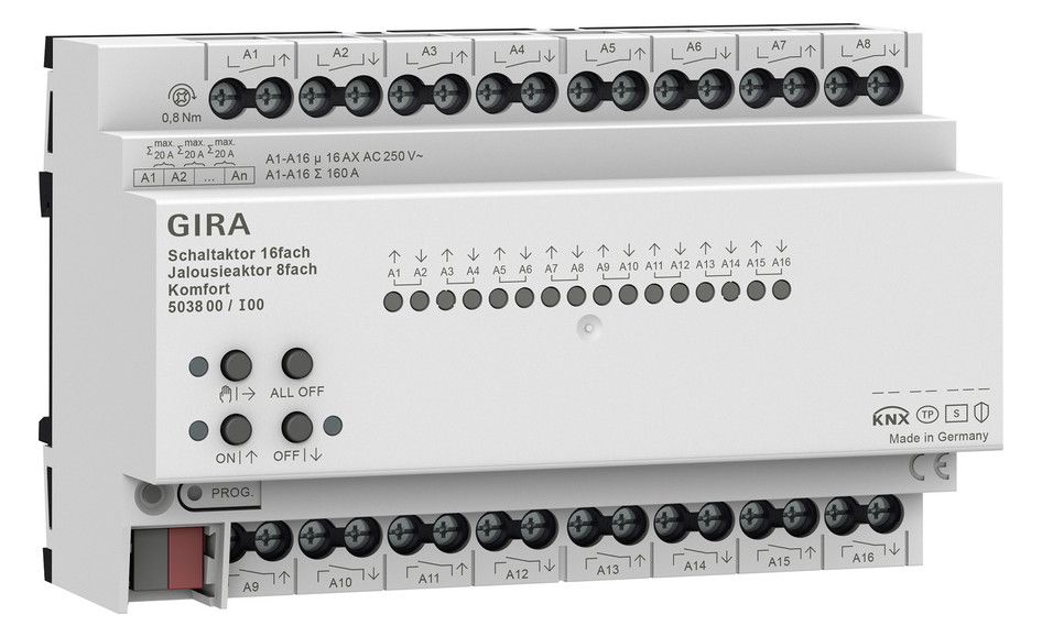 GIRA 503800 Schalt-/Jalousieaktor 16/8f 16A REG Komfort KNX Secure