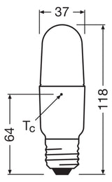 Ledvance CLASSIC STICK P 9W 827 FR E27 1050lm 2700K LED-Stabform
