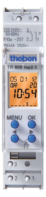 Theben TR 608 top2 S Zeitschaltuhr Dig DIN 1TE 1K Wochenprgm. 6080101