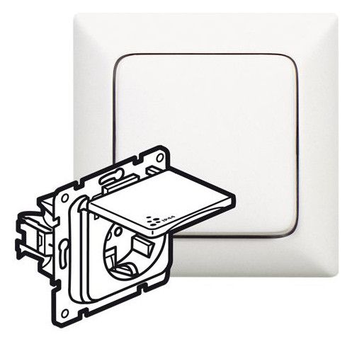 Legrand 776708 Steckdose (SK) Ber.schutz Klappdeckel FR-Unterputz Creo ultraweiß