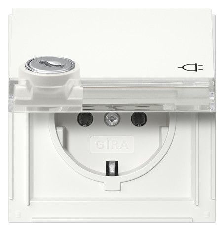 GIRA 446766 SCHUKO-Steckdose Klappdeckel Schloss sortiert+BSF TX_44 Reinweiß