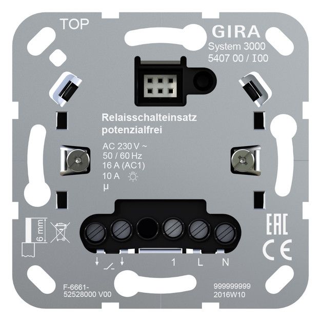 GIRA 540700 S3000 Relaisschalteinsatz potentialfrei Einsatz
