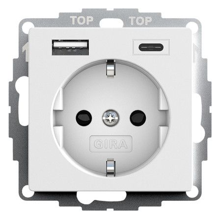 GIRA 245927 SCHUKO-Steckdose Shutter USB 2f Typ A/C System 55 Reinweiß seiden