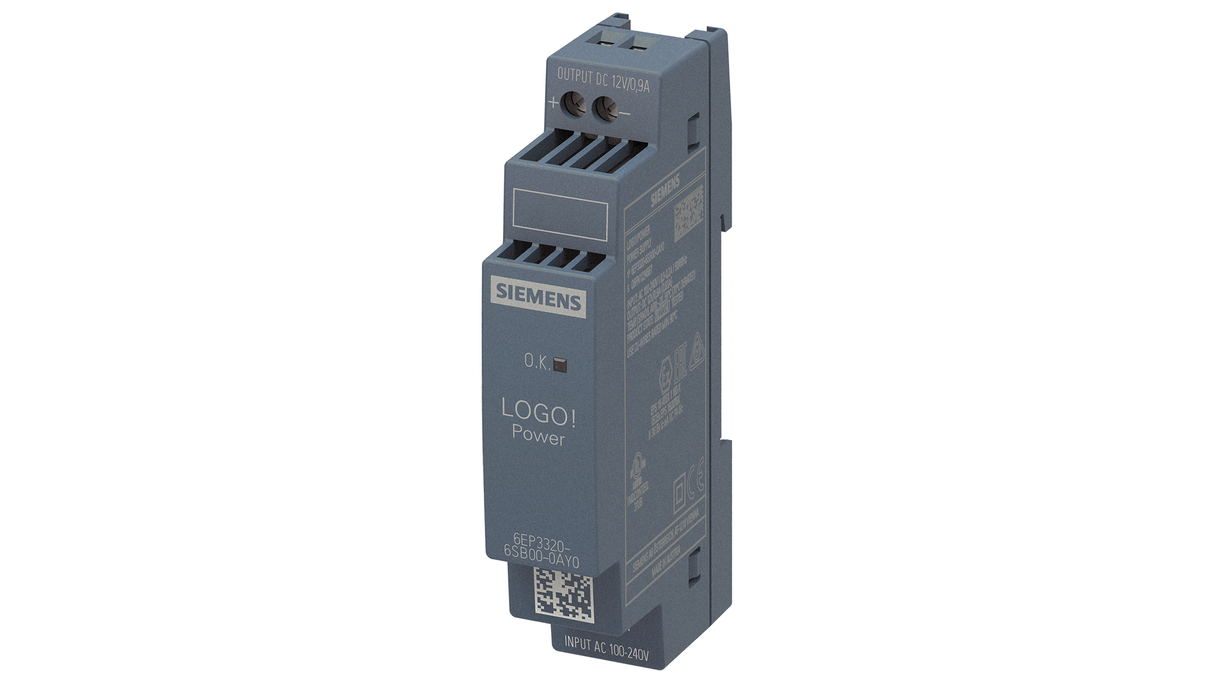 SIEMENS LOGO!POWER 12 V / 0,9 A Geregelte Stromversorgung Eingang: AC 100-240 V Ausgang: DC 12 V / 0,9 A