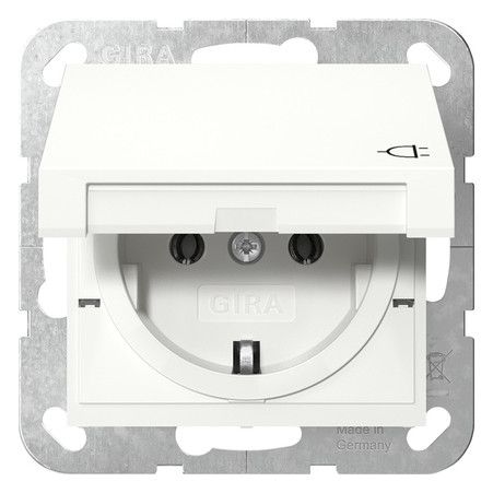 GIRA 445427 SCHUKO-Steckdose Klappdeckel System 55 Reinweiß seidenm.