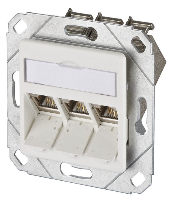 Metz 1309131102-E E-DAT Modul 3 Port UPk Cat.6A reinweiß Anschlussdose