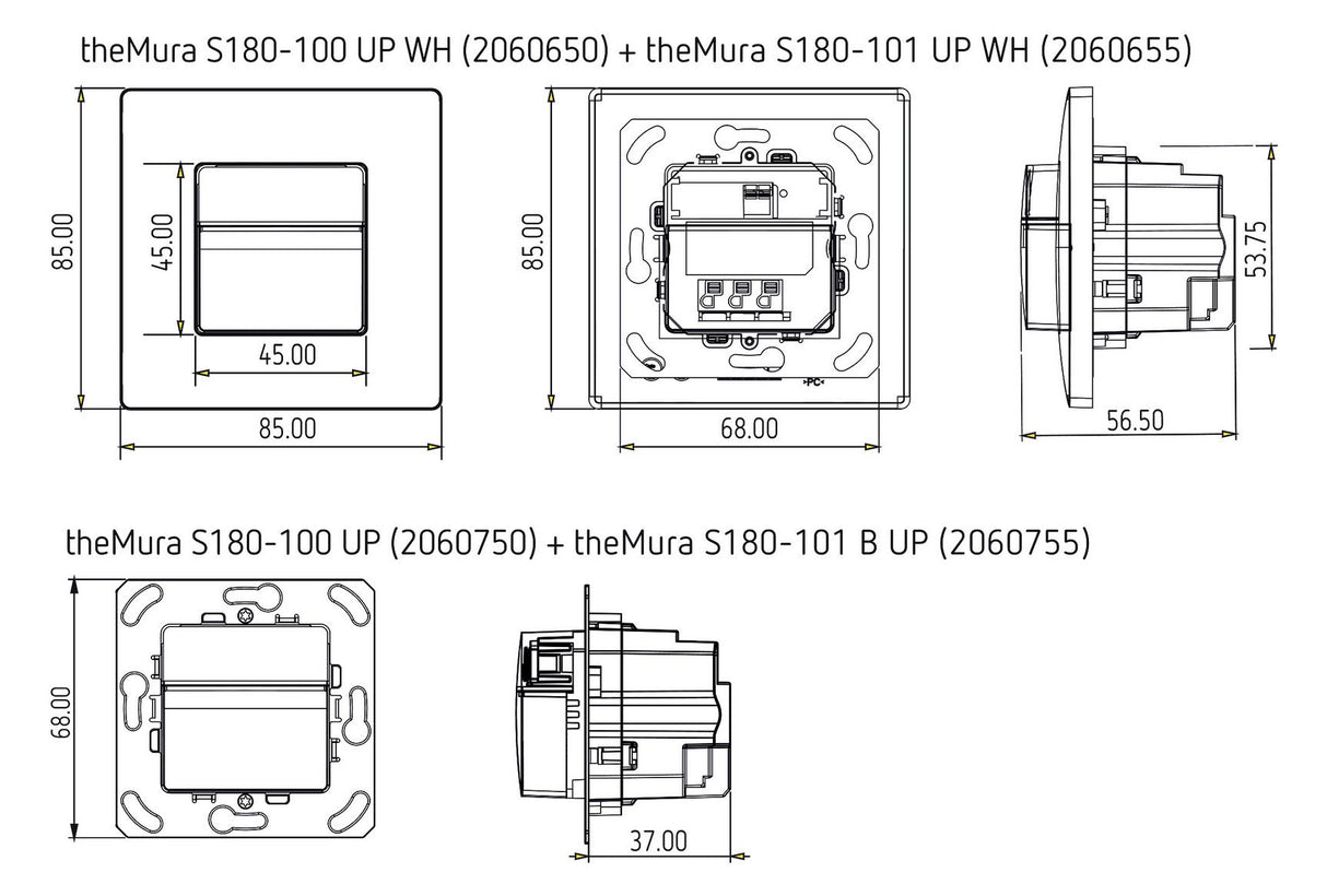 Theben theMura S180-100 UP WH Bew.melder Wandmont. 14 x 17 m 1 Licht ws 2060650