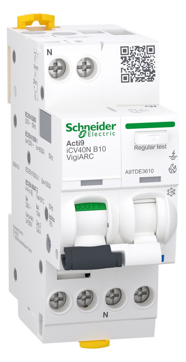 Schneider A9TDE3610 ACTI9 ICV40N 1P+N 10A B 30MA AFDD+FI/LS