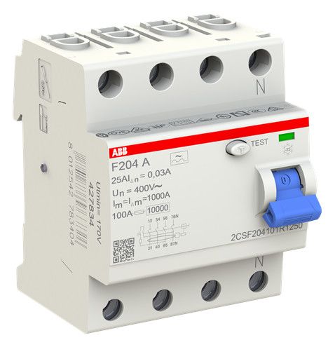 ABB F204 A-25/0,03 FI-Schutzschalter 4P,Typ A, 25A, 30mA
