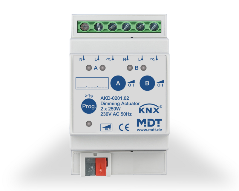 MDT AKD-0201.02 Dimmaktor 3 TE REG 230 V AC 250 W 2fach