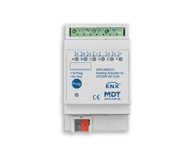 MDT AKH-0600.03 Heizungsaktor 3 TE REG, für elektrothermische Stellantriebe 24-230 V AC 6fach