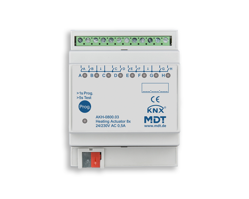 MDT AKH-0800.03 Heizungsaktor 4 TE REG, für elektrothermische Stellantriebe 24-230 V AC 8fach