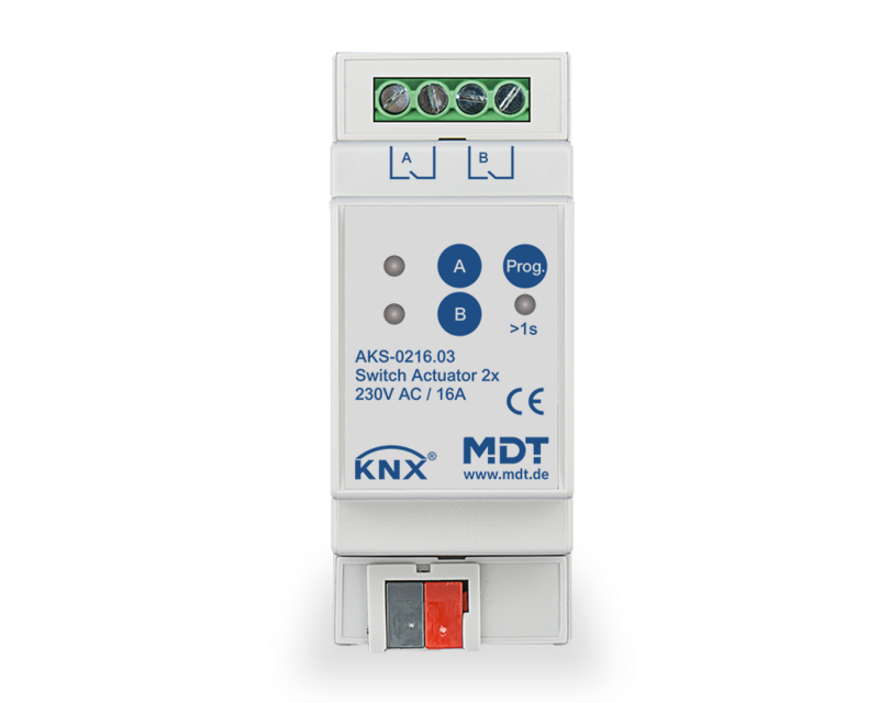 MDT AKS-0216.03 Schaltaktor Standard 2 TE REG 230 V AC 16 A C-Last 140 µF 2fach