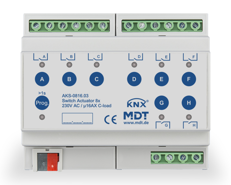 MDT AKS-0816.03 Schaltaktor Standard 6 TE REG 230 V AC 16 A C-Last 140 µF 8fach