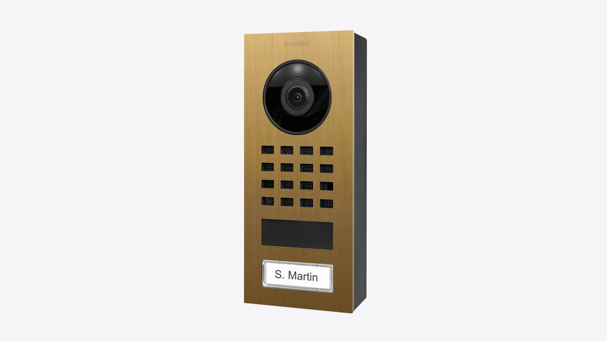 DOORBIRD D1101V Aufputz IP Video Türstation Gold-Optik als PVD Beschichtung, Edelstahl, gebürstet