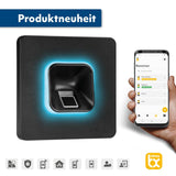 EKEY xLine Fingerprintset für Unterputzmontage, Kunststoffrahmen in Schwarz inkl. Netzteil und rückstandsfreier Deutschland-Klebefolie
